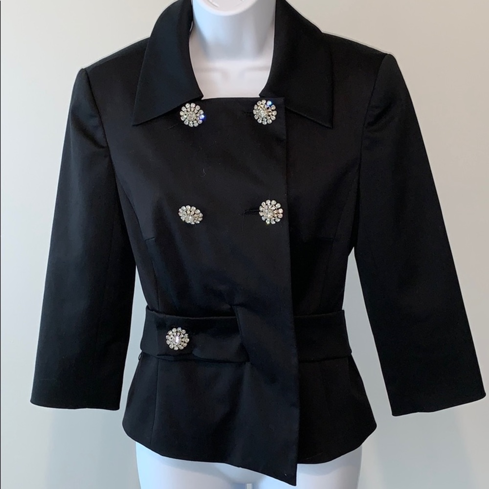 Trina Turk Cropped Evening Jacket With Crystals